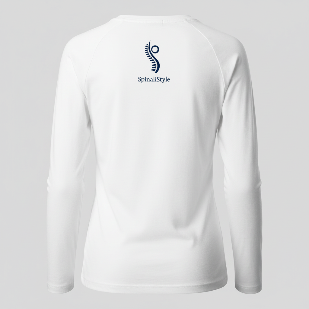 Camiseta blanca manga larga raglan con logo azul marino